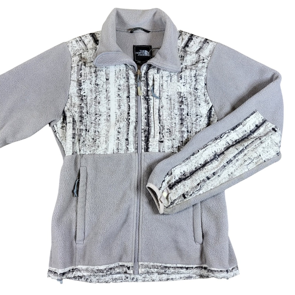 The North Face Womens XS Fleece‎ Jacket Full Zip Gray Birch Print